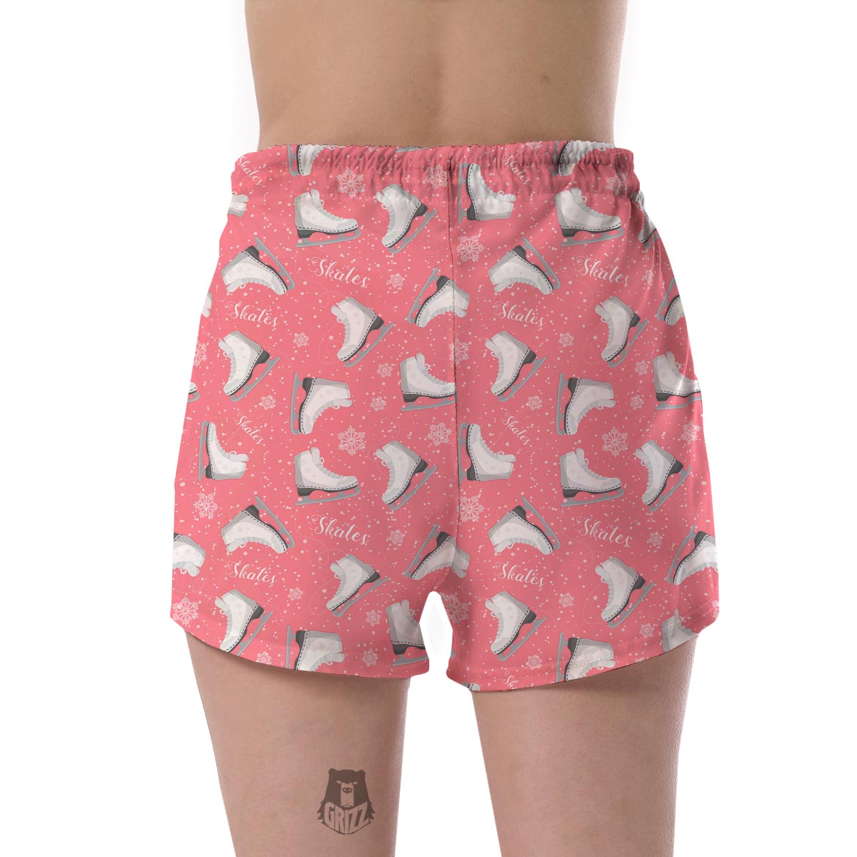 Ice Skate Pink Pattern Print Women's Shorts-grizzshop