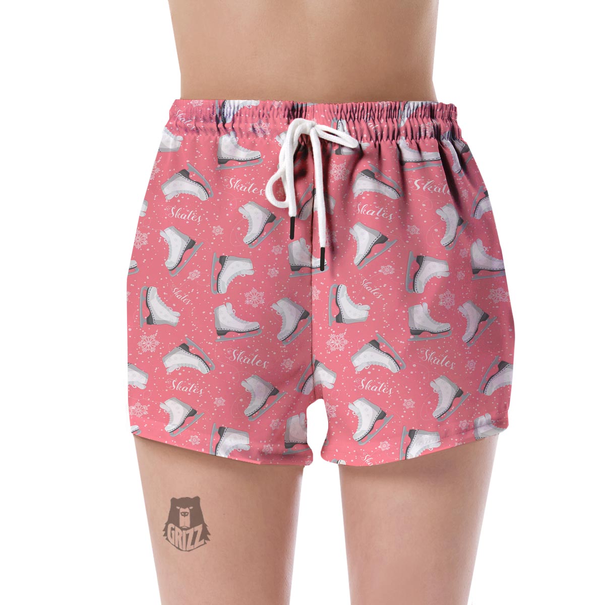 Ice Skate Pink Pattern Print Women's Shorts-grizzshop