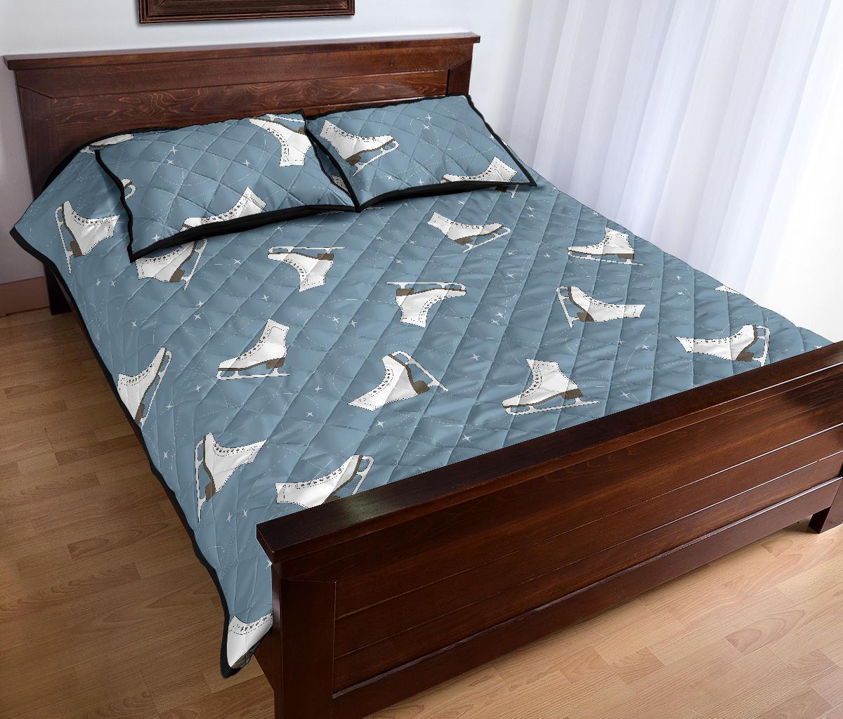 Ice Skate Print Pattern Bed Set Quilt-grizzshop