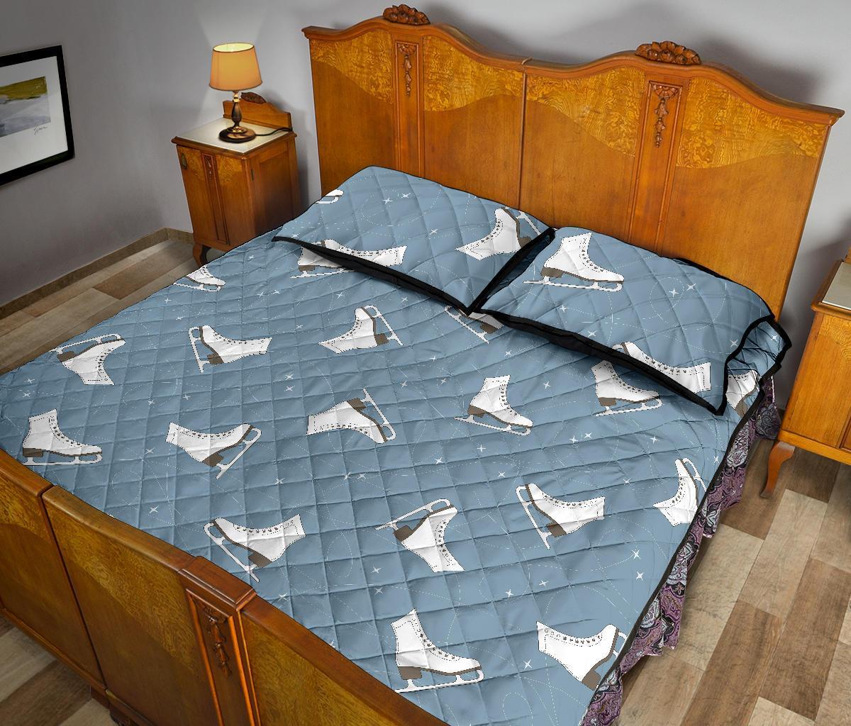 Ice Skate Print Pattern Bed Set Quilt-grizzshop