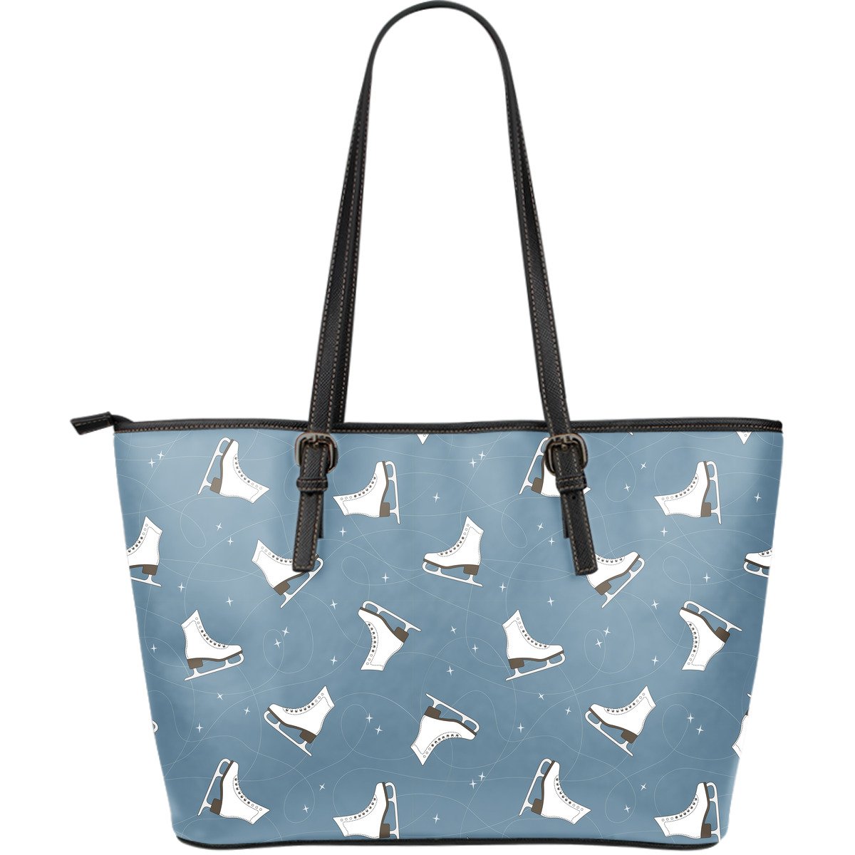 Ice Skate Print Pattern Leather Tote Bag-grizzshop