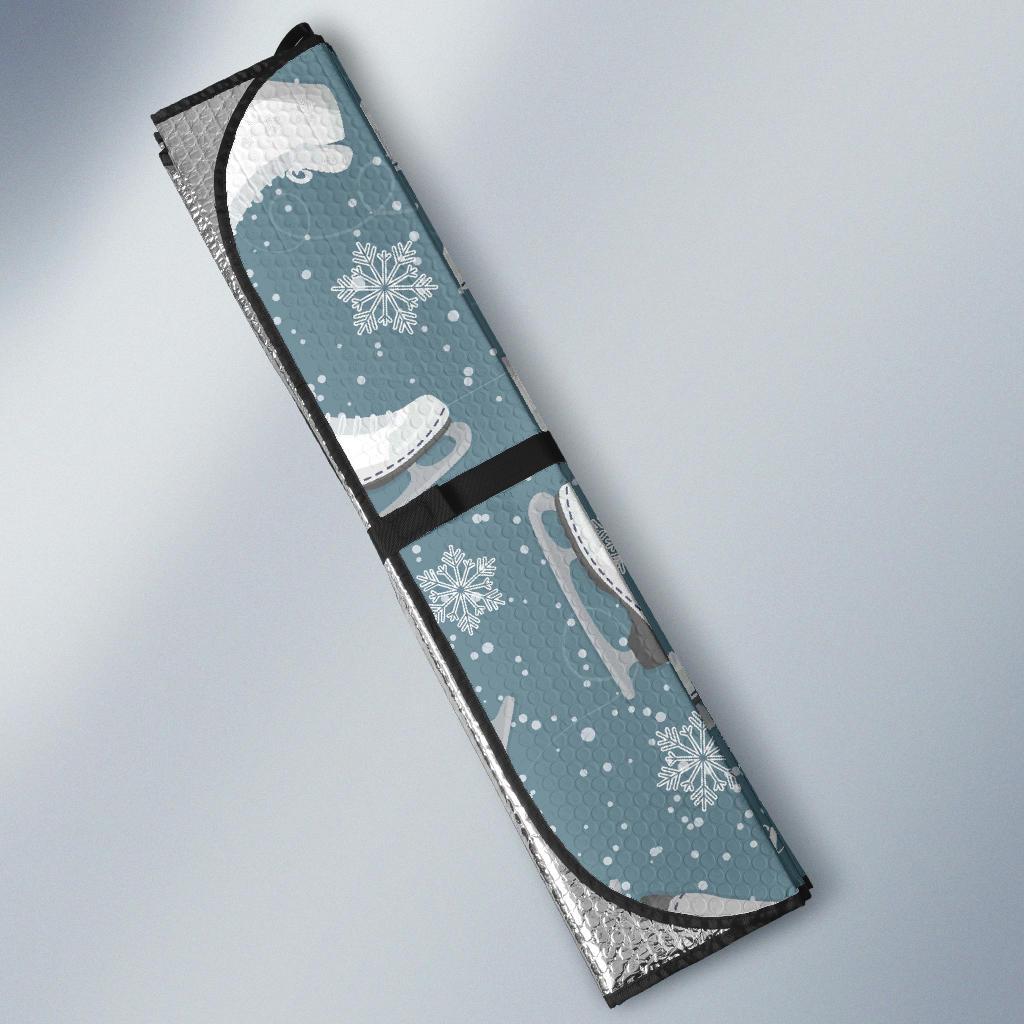 Ice Skate Snowflake Pattern Print Car Sun Shade-grizzshop