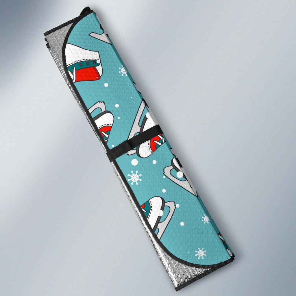 Ice Skate Snowflake Print Pattern Car Sun Shade-grizzshop