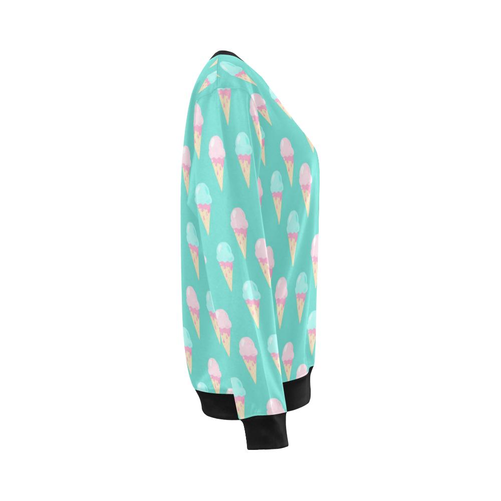 Ice Cream Cone Pastel Pattern Print Women Crewneck Sweatshirt-grizzshop
