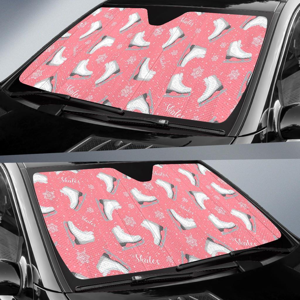 Ice Skate Pink Pattern Print Car Sun Shade-grizzshop