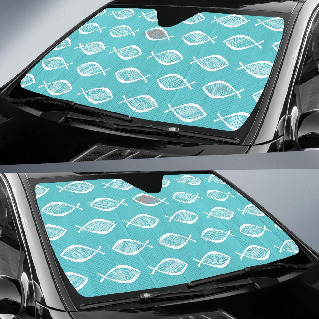 Ichthys Christian Pattern Print Car Sun Shade-grizzshop