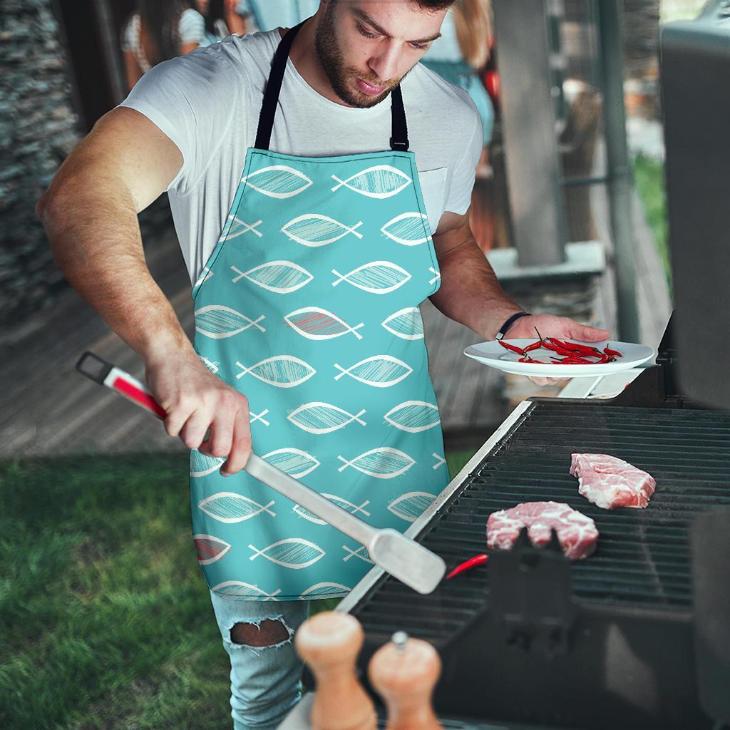 Ichthys Christian Pattern Print Men's Apron-grizzshop