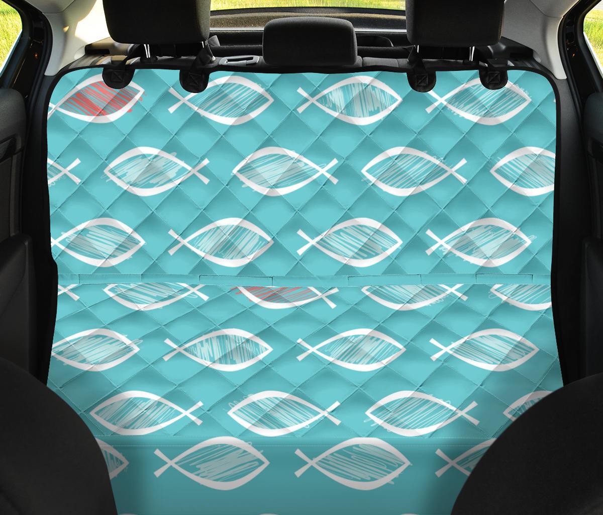Ichthys Christian Pattern Print Pet Car Seat Cover-grizzshop