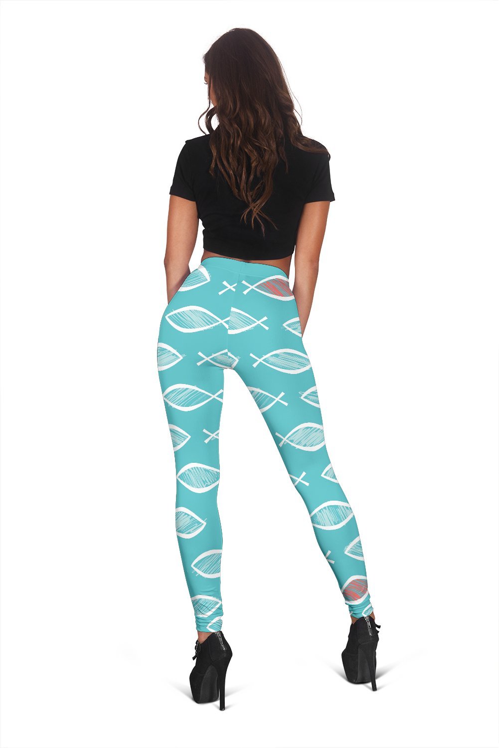 Ichthys Christian Pattern Print Women Leggings-grizzshop