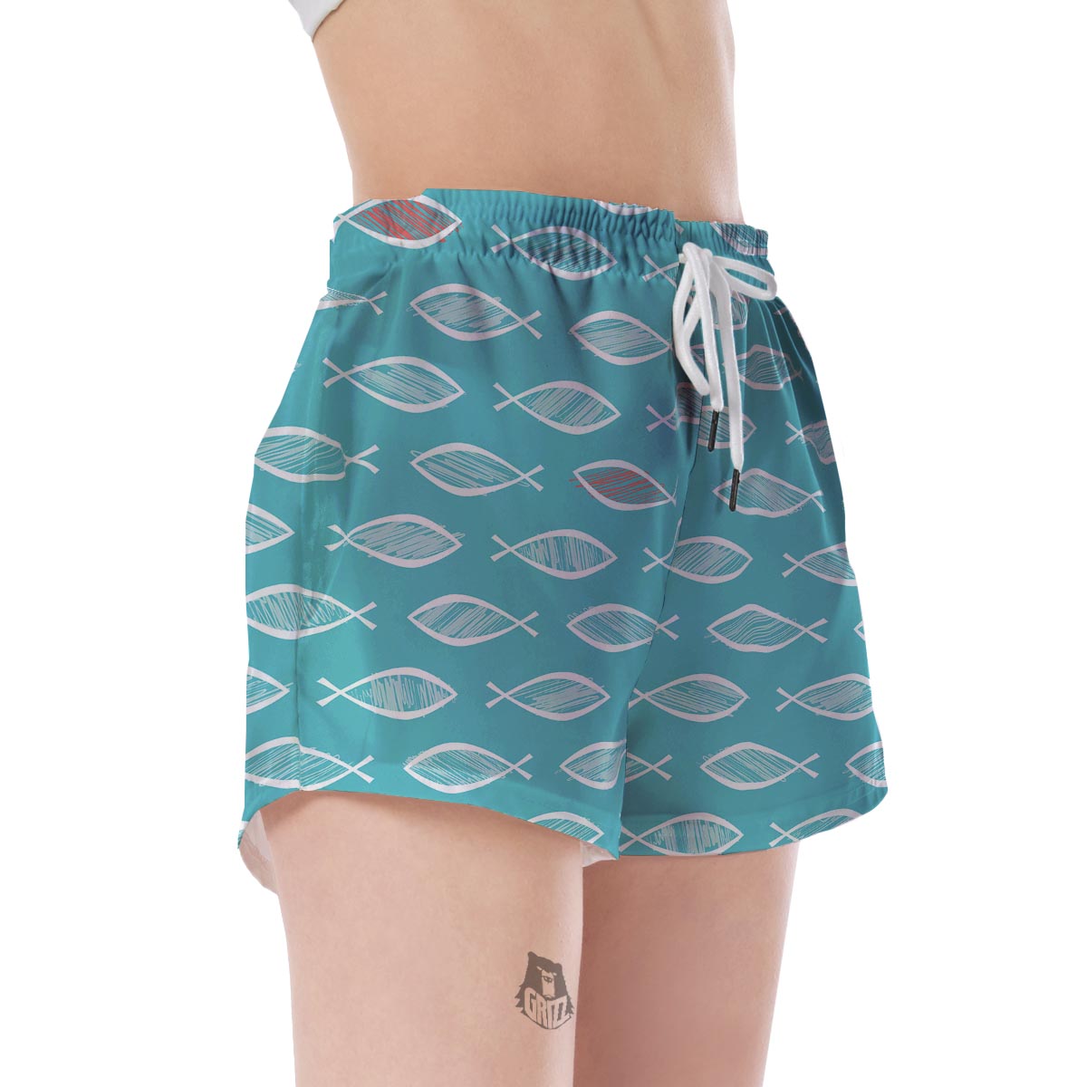 Ichthys Christian Pattern Print Women's Shorts-grizzshop