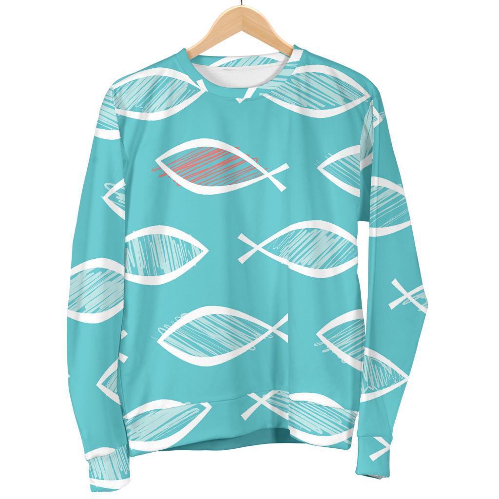 Ichthys Christian Pattern Print Women's Sweatshirt-grizzshop