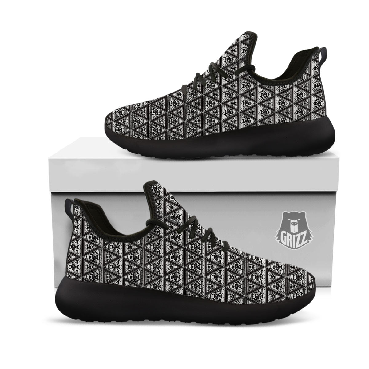Illuminati Print Pattern Black Athletic Shoes-grizzshop