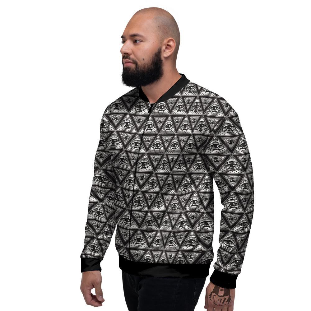 Illuminati Print Pattern Men's Bomber Jacket-grizzshop
