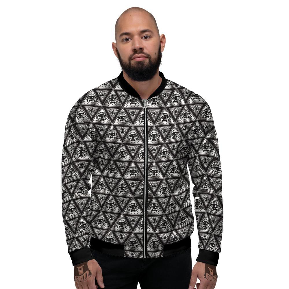 Illuminati Print Pattern Men's Bomber Jacket-grizzshop