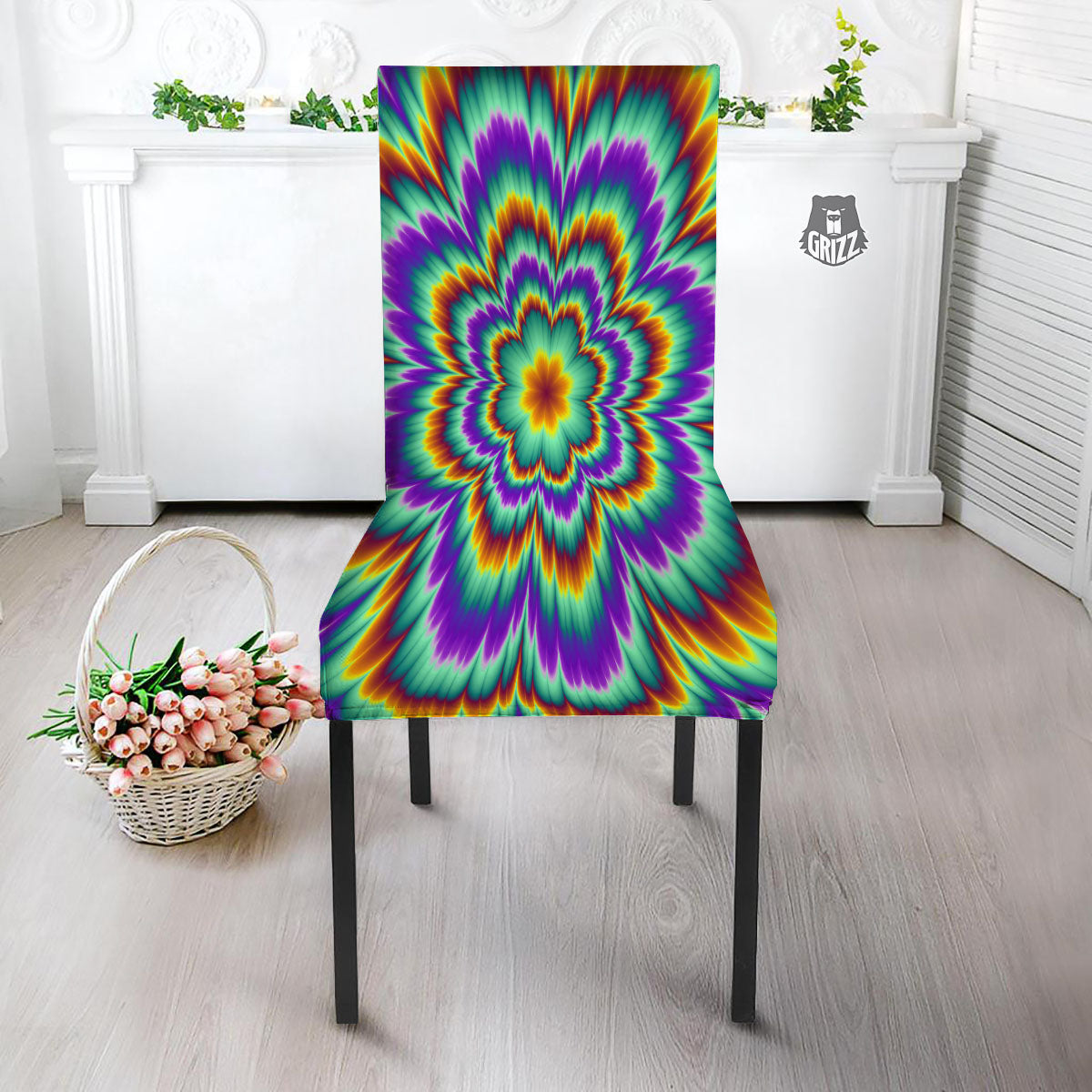Illusion Optical Explosion Psychedelic Dining Chair Slipcover-grizzshop