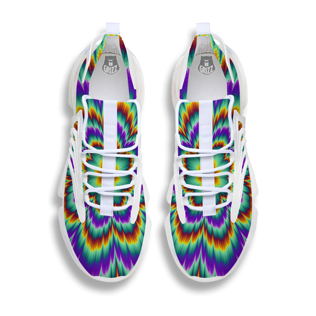 Illusion Optical Explosion Psychedelic White Gym Shoes-grizzshop
