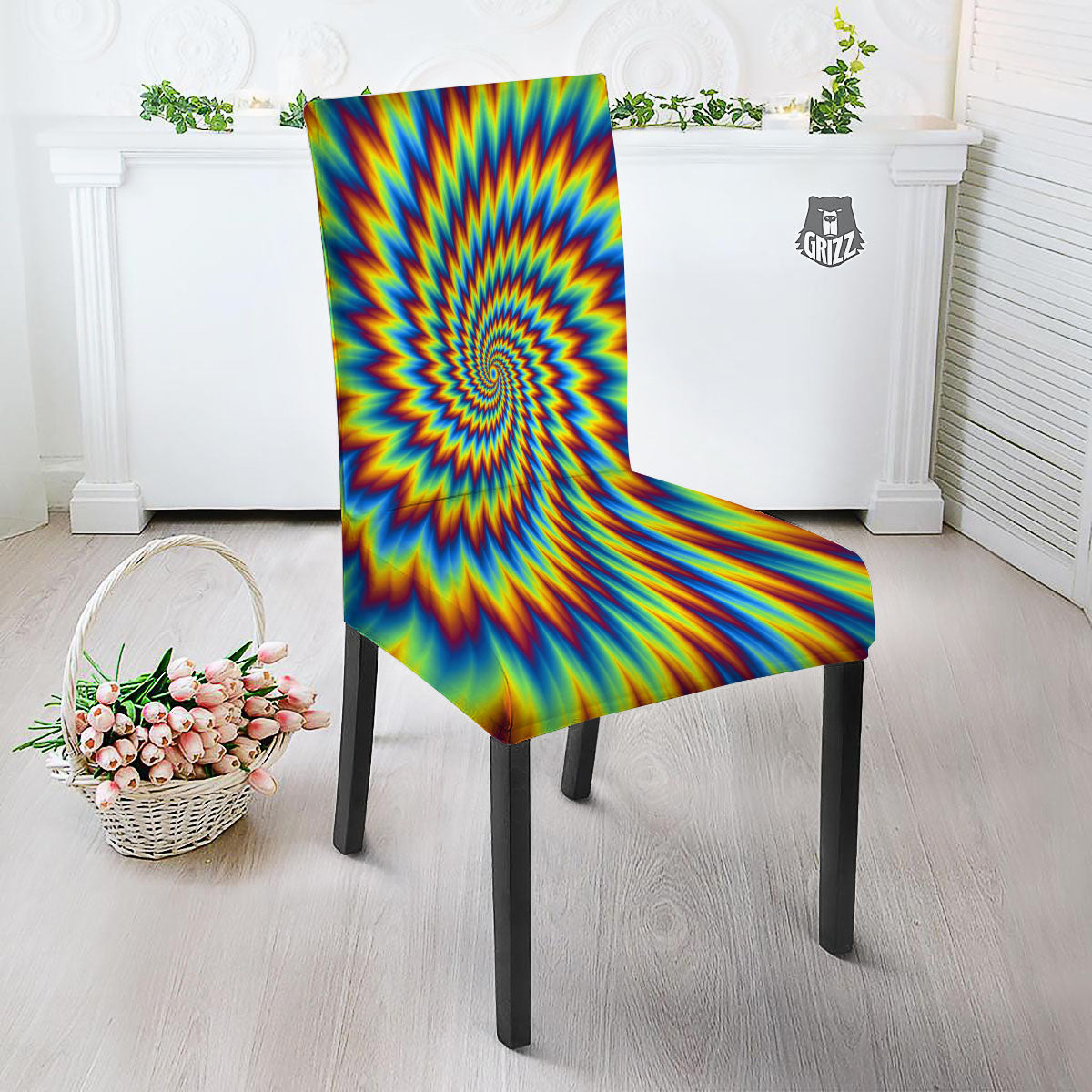 Illusion Optical Psychedelic Expansion Dining Chair Slipcover-grizzshop