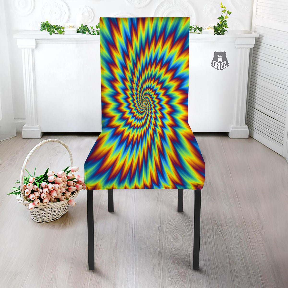 Illusion Optical Psychedelic Expansion Dining Chair Slipcover-grizzshop