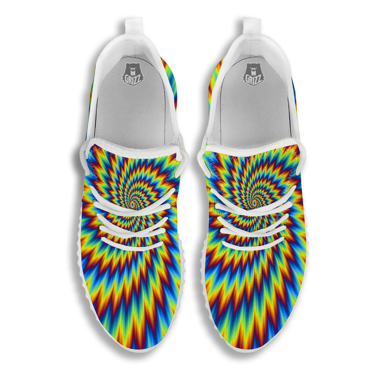 Illusion Optical Psychedelic Expansion White Walking Shoes-grizzshop