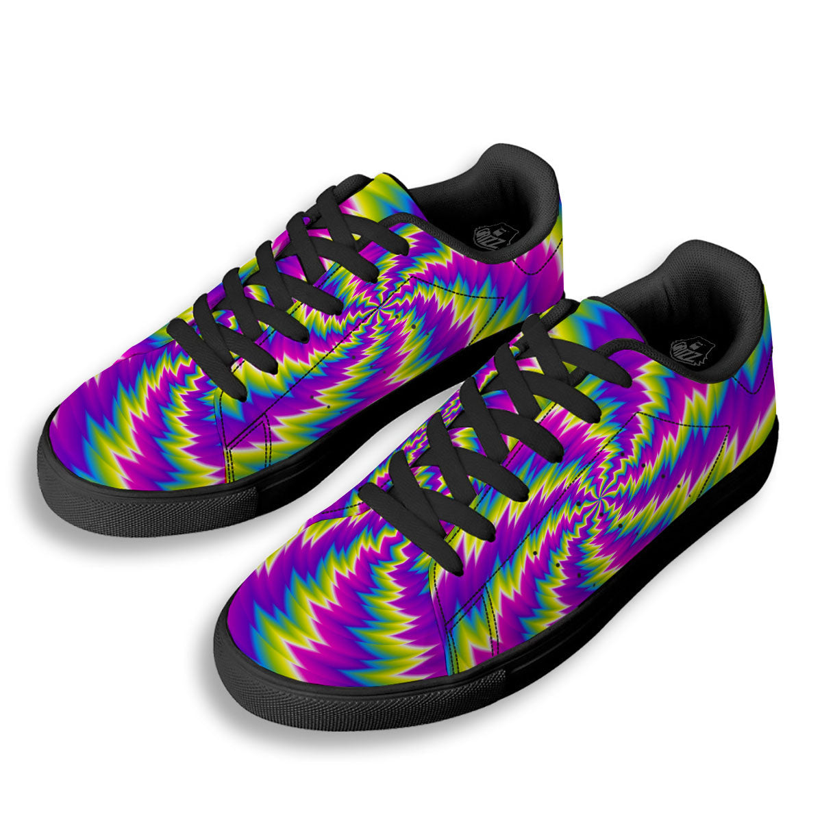 Illusion Optical Psychedelic Radiant Black Low Top Sneakers-grizzshop