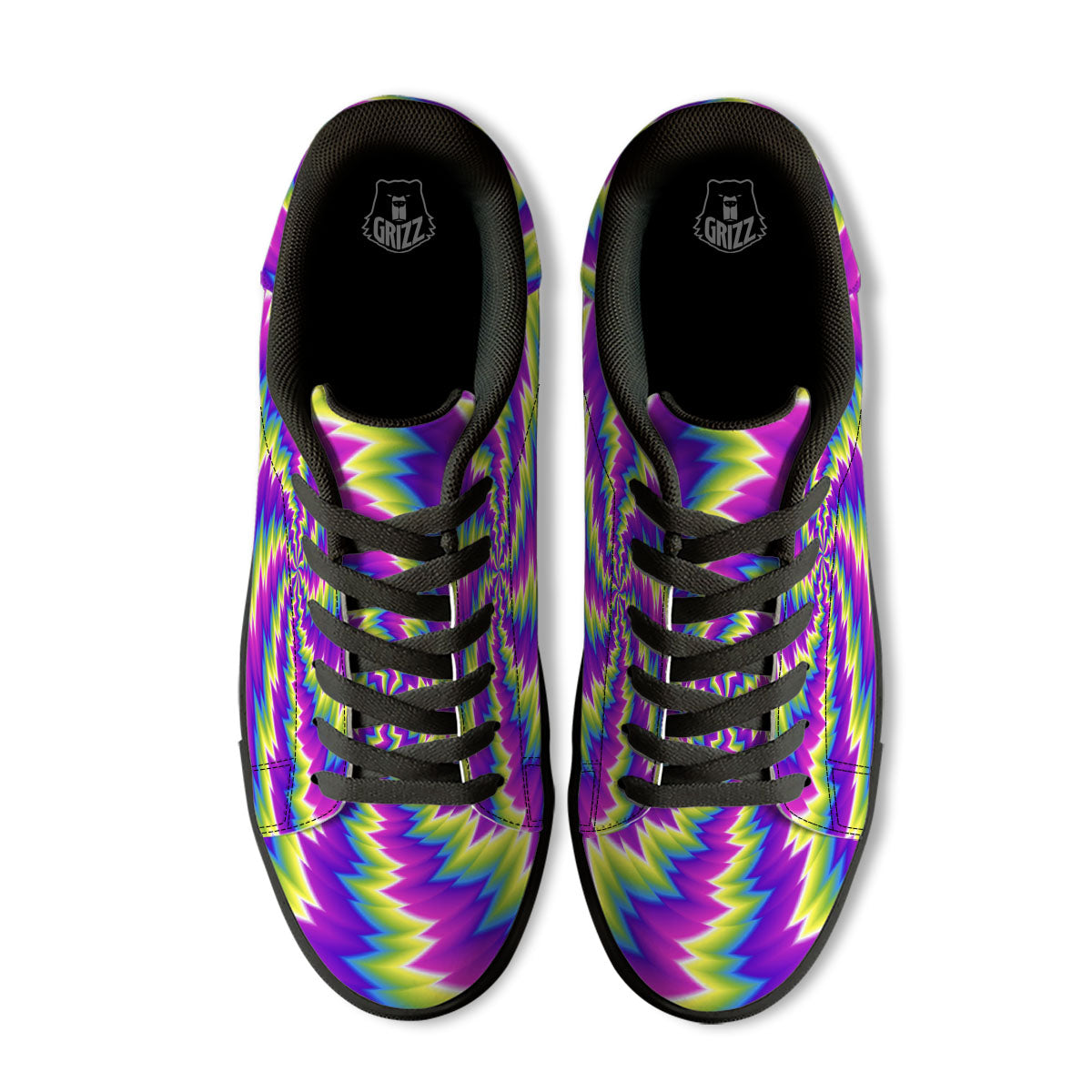 Illusion Optical Psychedelic Radiant Black Low Top Sneakers-grizzshop
