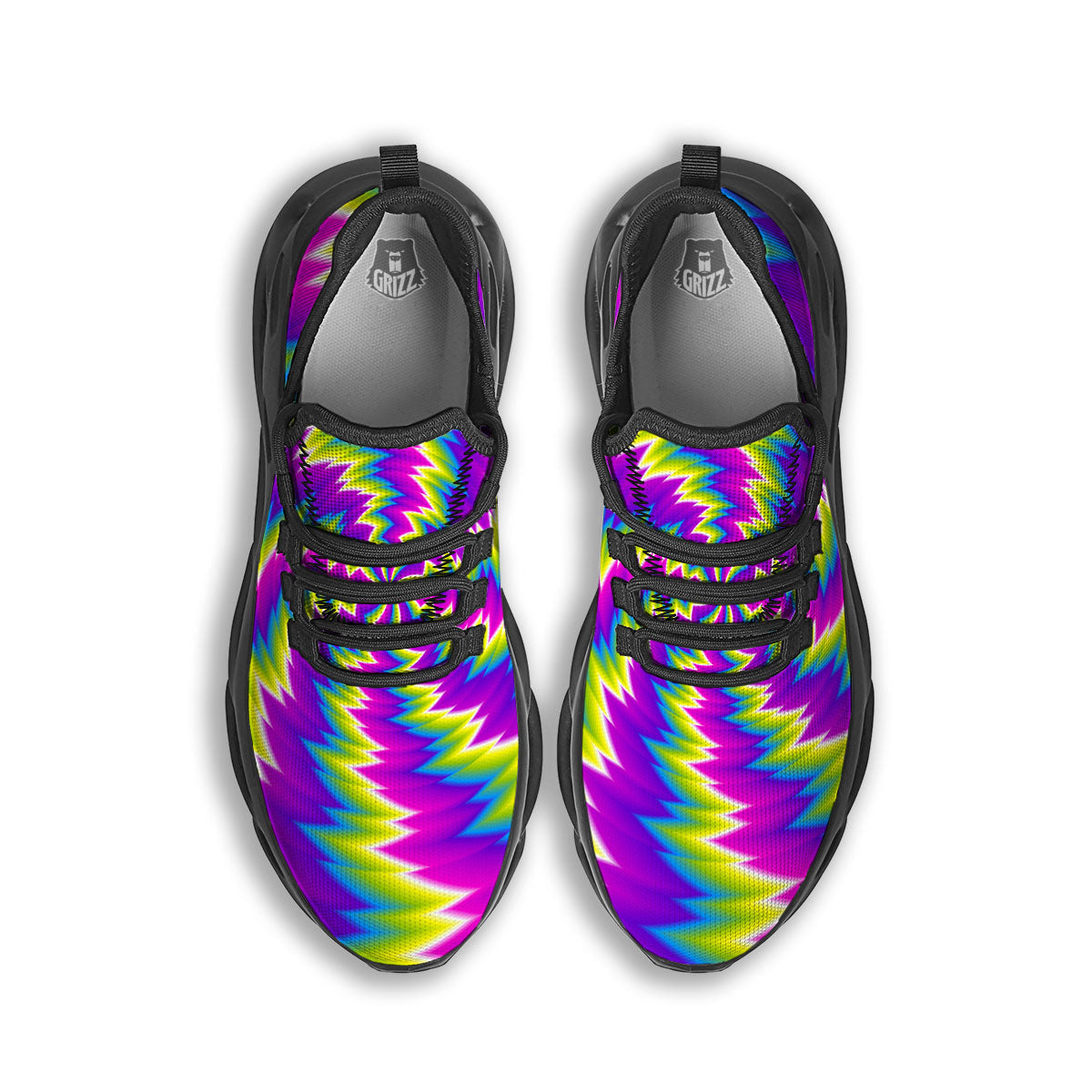 Illusion Optical Psychedelic Radiant Black Running Shoes-grizzshop