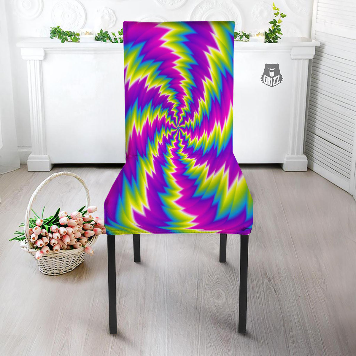 Illusion Optical Psychedelic Radiant Dining Chair Slipcover-grizzshop