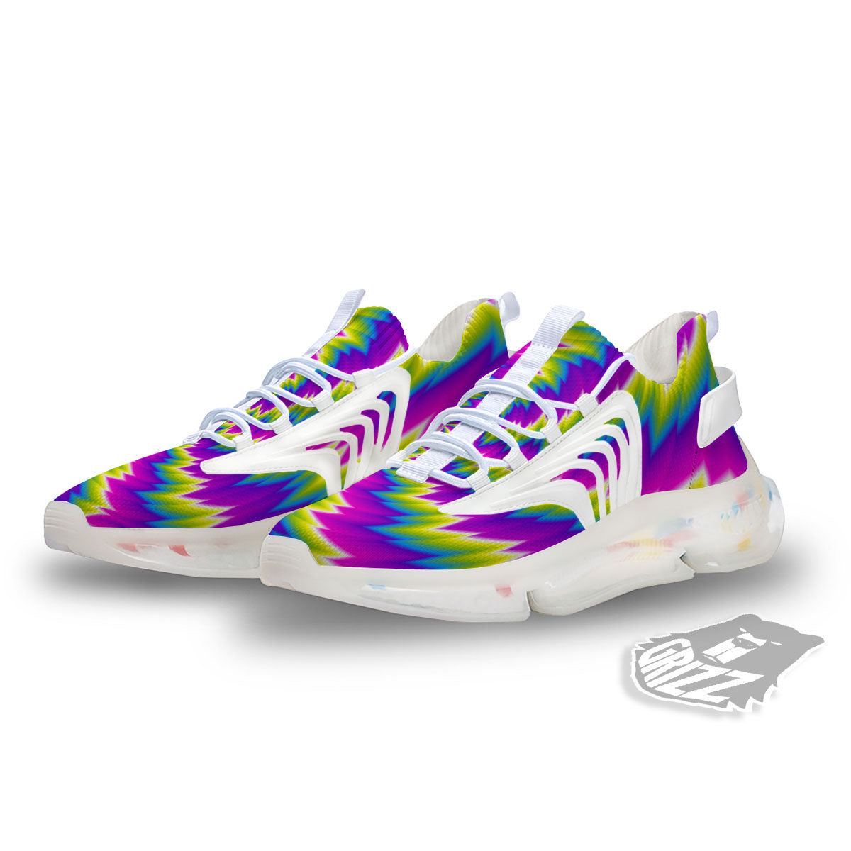 Illusion Optical Psychedelic Radiant White Gym Shoes-grizzshop