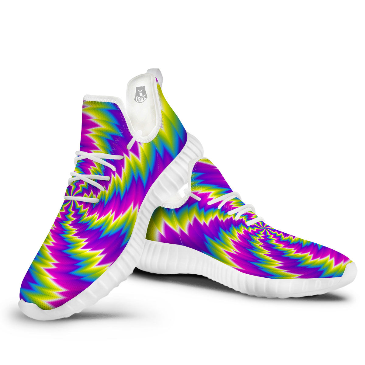 Illusion Optical Psychedelic Radiant White Walking Shoes-grizzshop