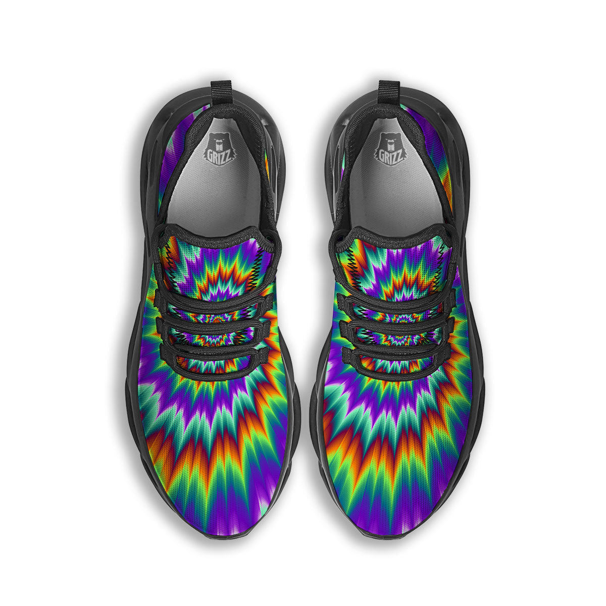 Illusion Optical Psychedelic Spiral Black Running Shoes-grizzshop