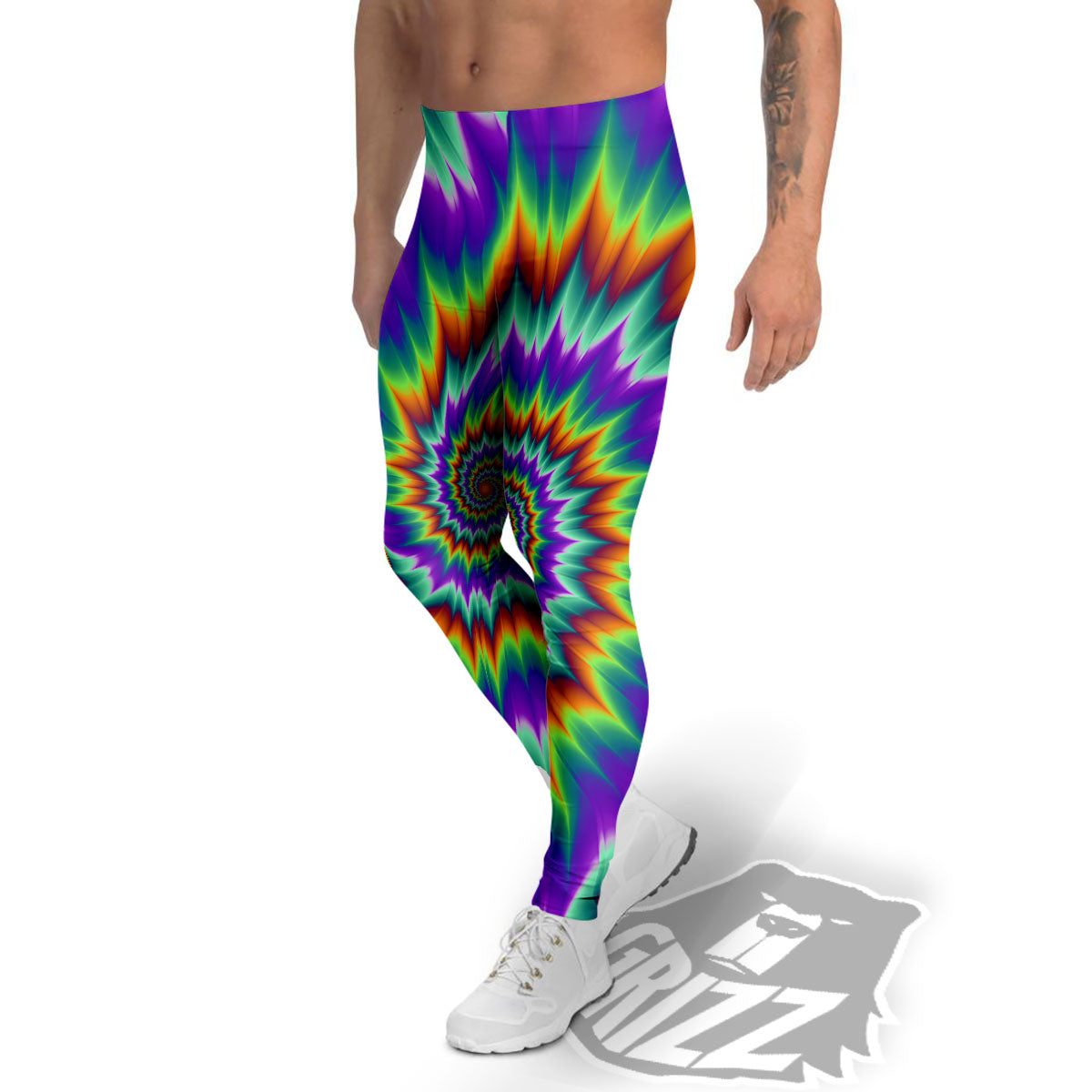 Illusion Optical Psychedelic Spiral Men's Leggings-grizzshop