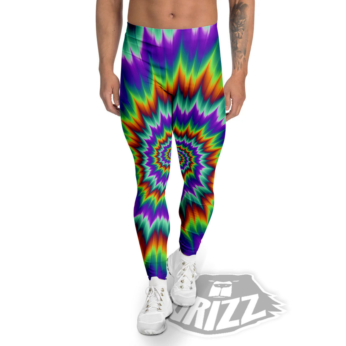 Illusion Optical Psychedelic Spiral Men's Leggings-grizzshop