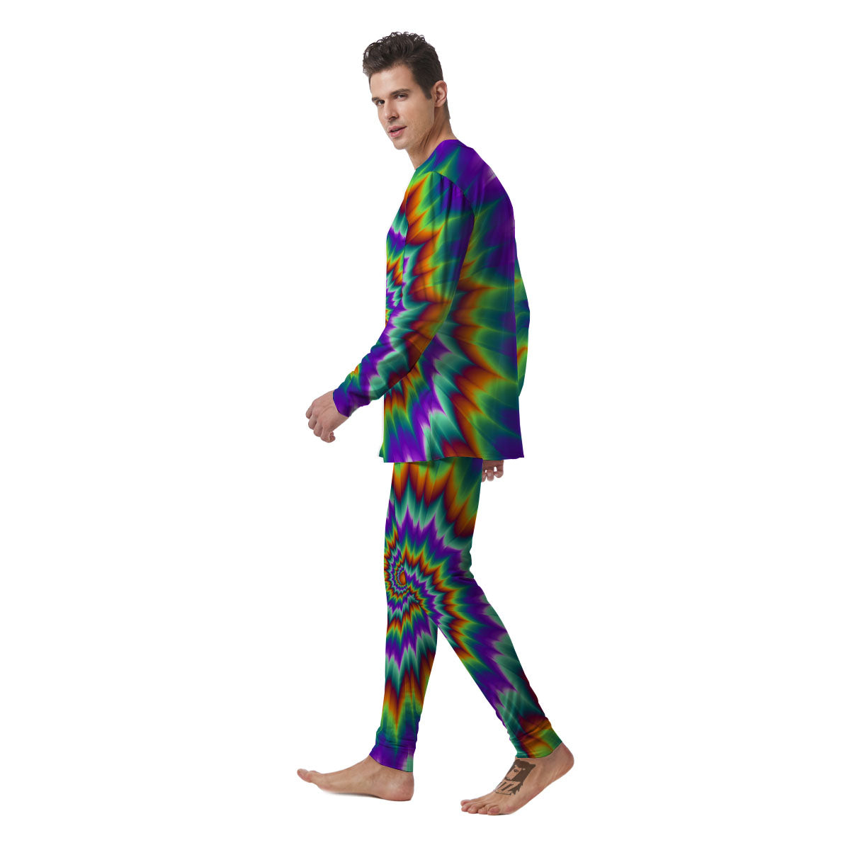 Illusion Optical Psychedelic Spiral Men's Pajamas-grizzshop