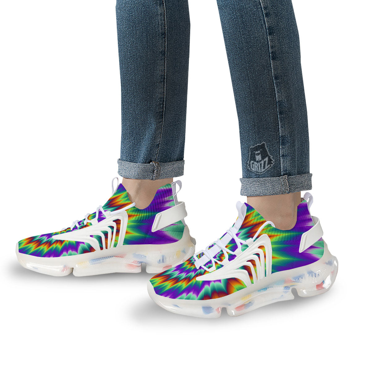 Illusion Optical Psychedelic Spiral White Gym Shoes-grizzshop