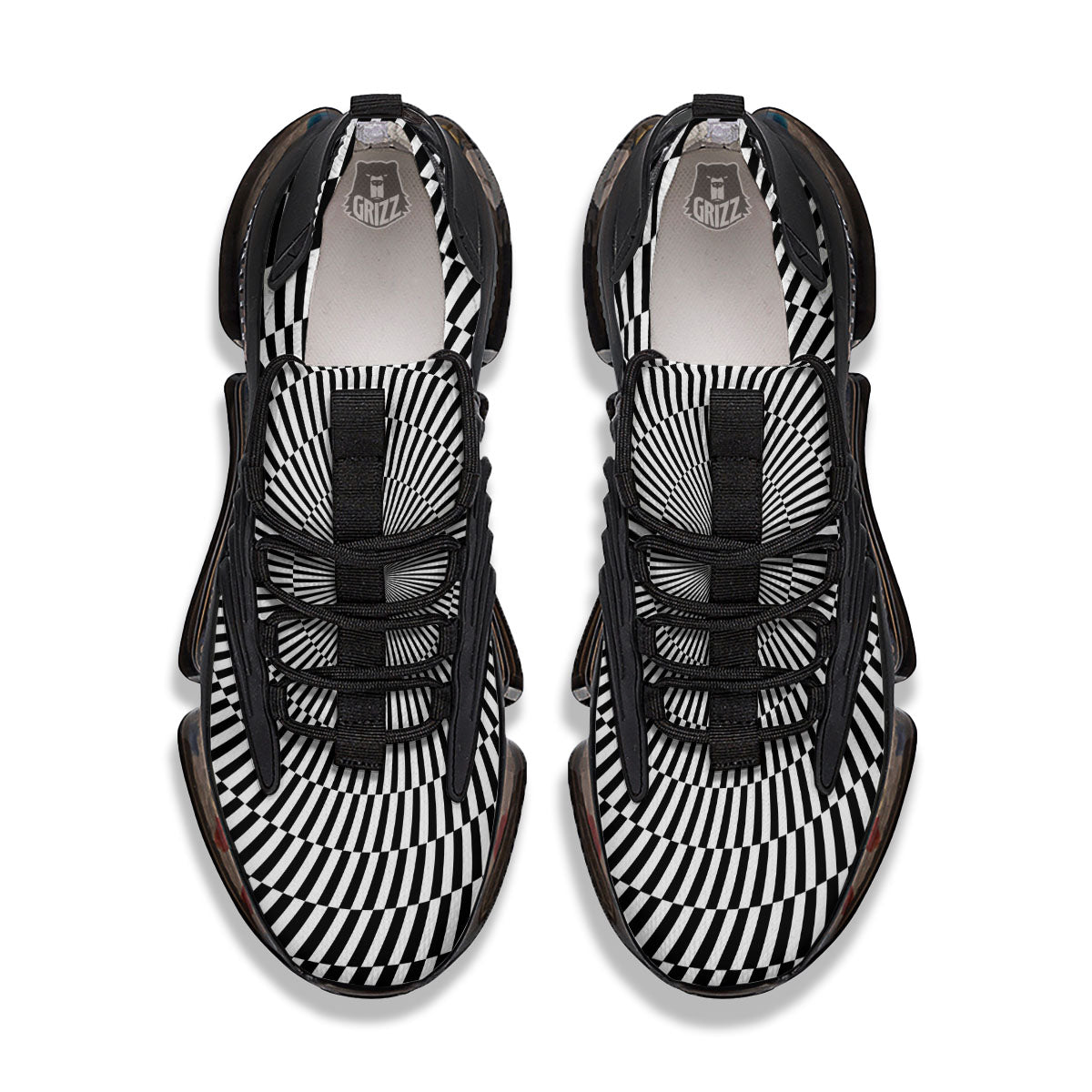 Illusion Optical Psychedelic Web Black Gym Shoes-grizzshop