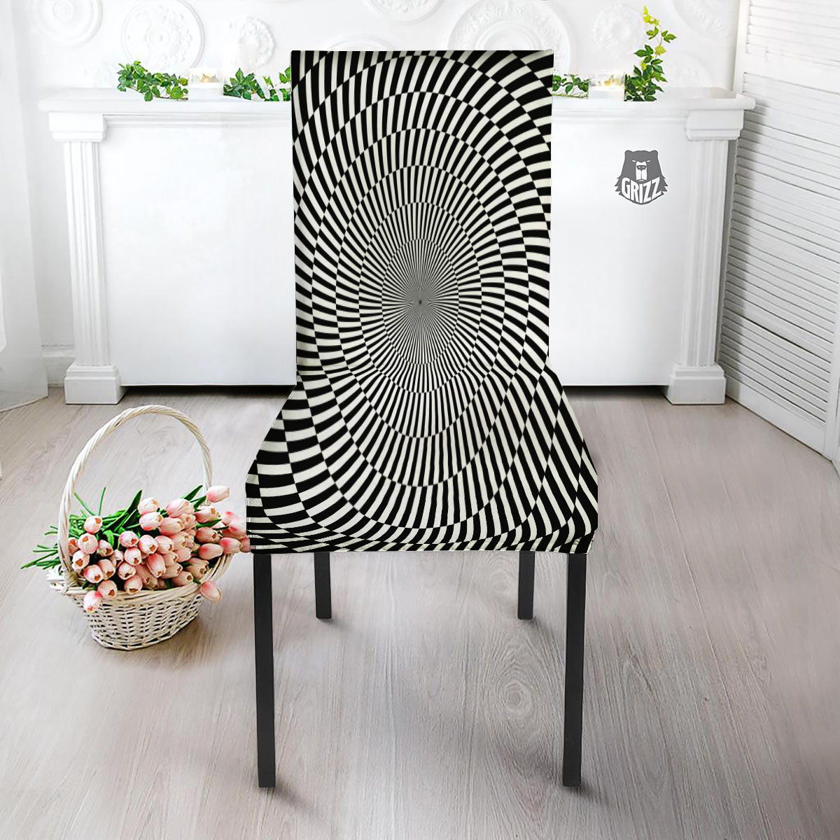 Illusion Optical Psychedelic Web Dining Chair Slipcover-grizzshop