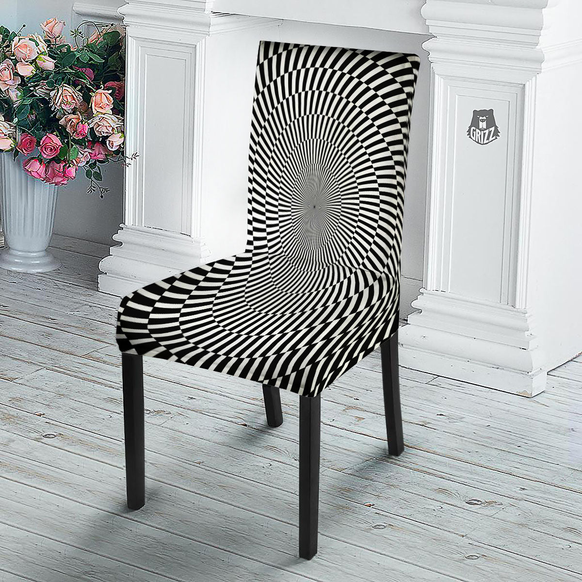 Illusion Optical Psychedelic Web Dining Chair Slipcover-grizzshop