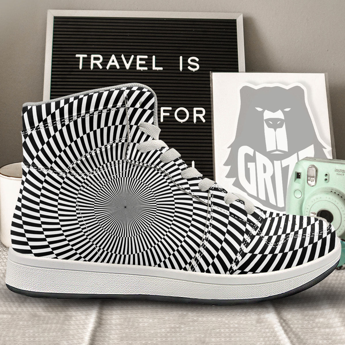 Illusion Optical Psychedelic Web High Top Sneakers-grizzshop