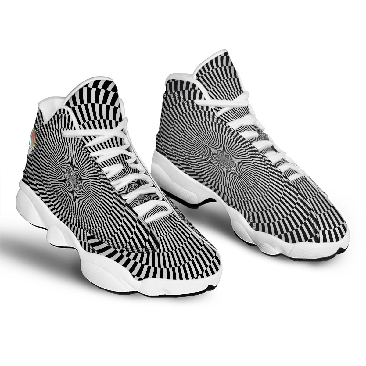 Illusion Optical Psychedelic Web White Basketball Shoes-grizzshop