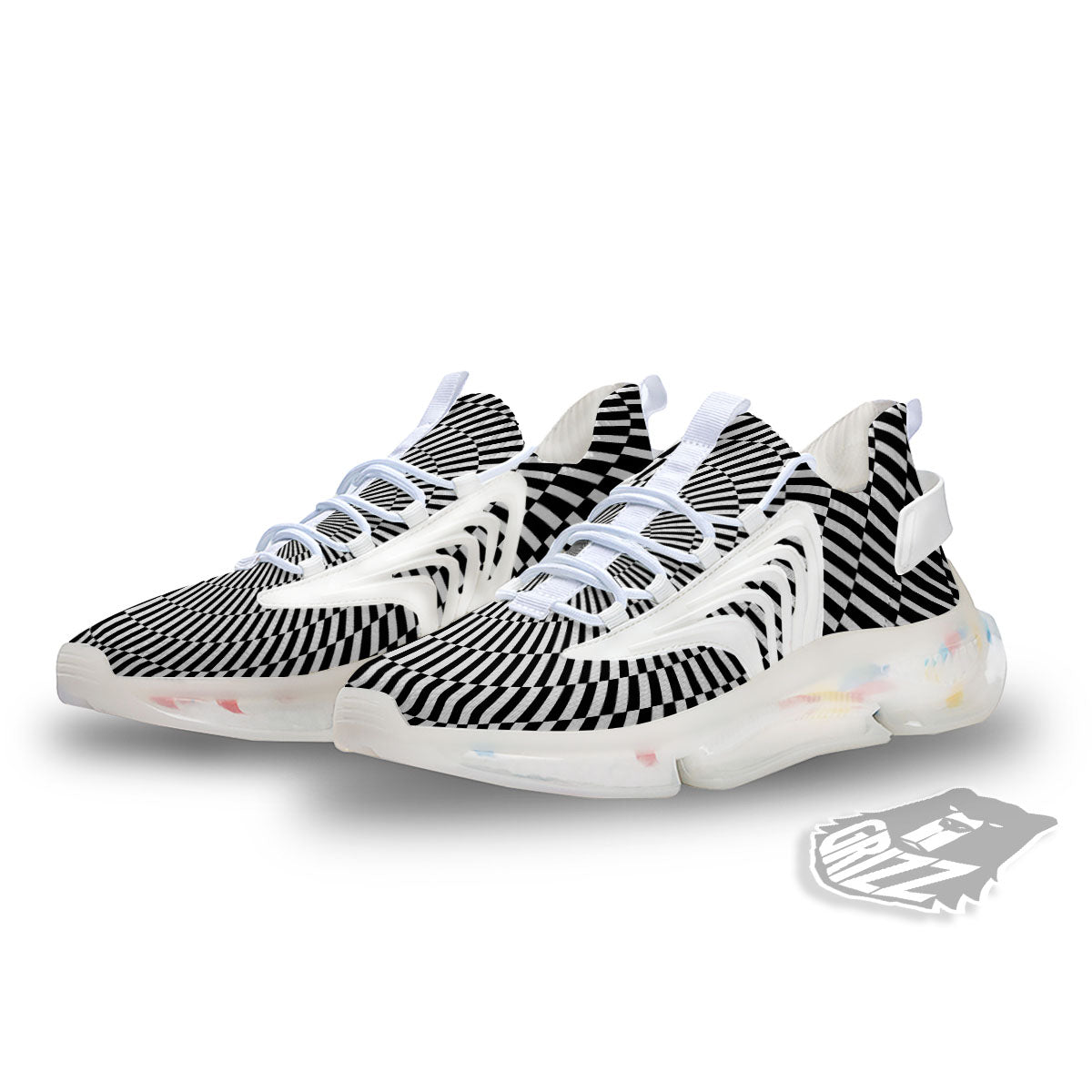 Illusion Optical Psychedelic Web White Gym Shoes-grizzshop