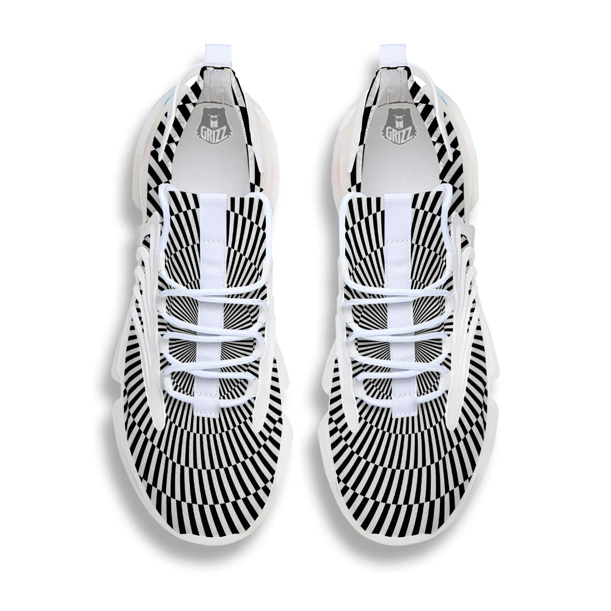 Illusion Optical Psychedelic Web White Gym Shoes-grizzshop