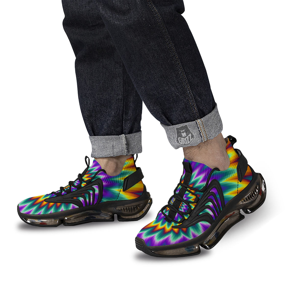 Illusion Optical Rave Psychedelic Black Gym Shoes-grizzshop