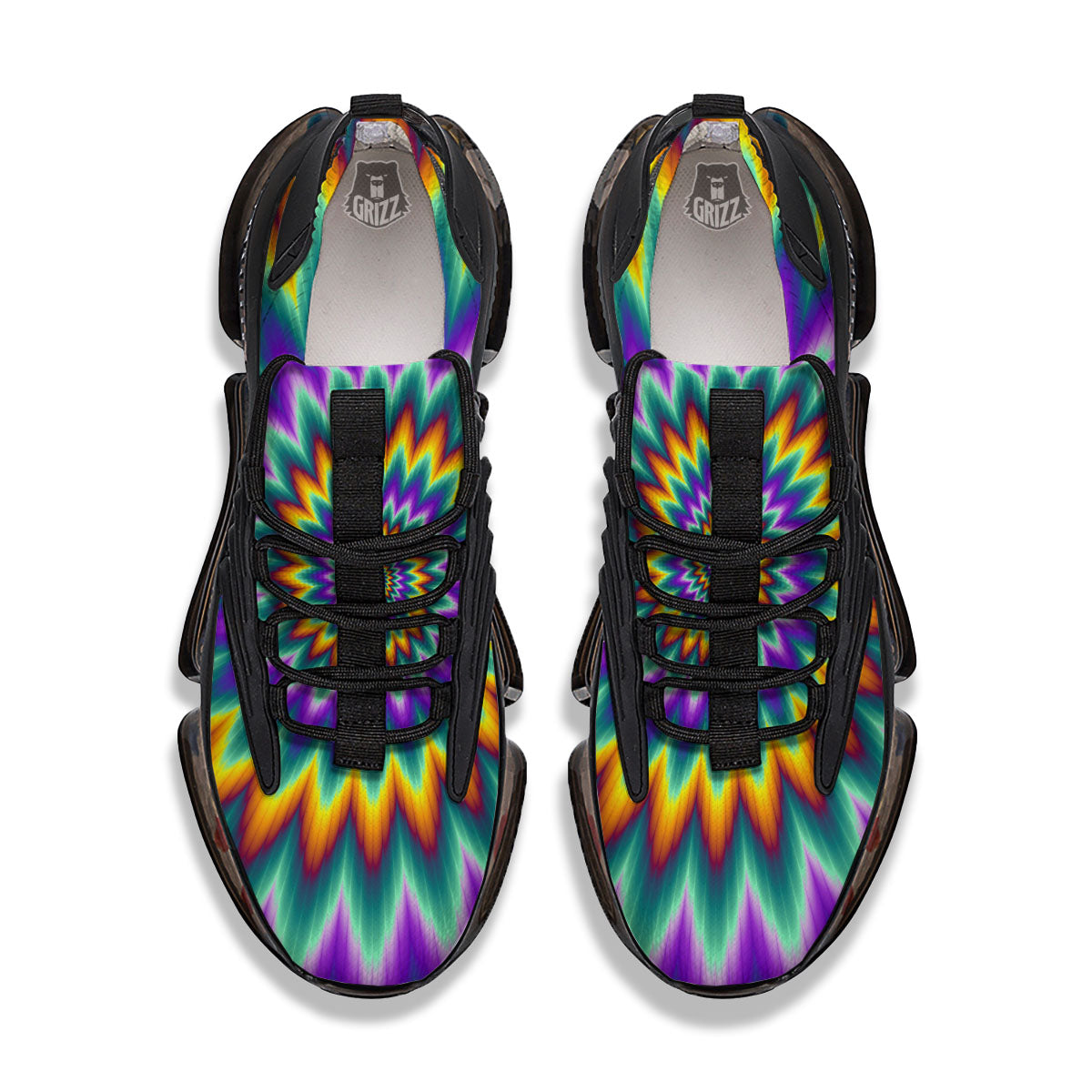 Illusion Optical Rave Psychedelic Black Gym Shoes-grizzshop
