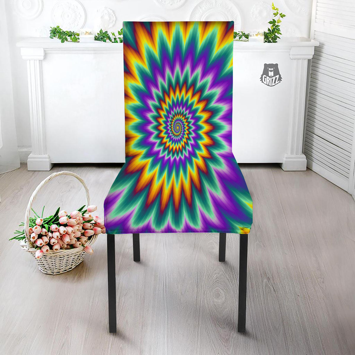 Illusion Optical Rave Psychedelic Dining Chair Slipcover-grizzshop