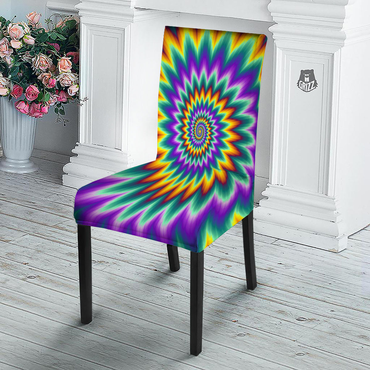 Illusion Optical Rave Psychedelic Dining Chair Slipcover-grizzshop