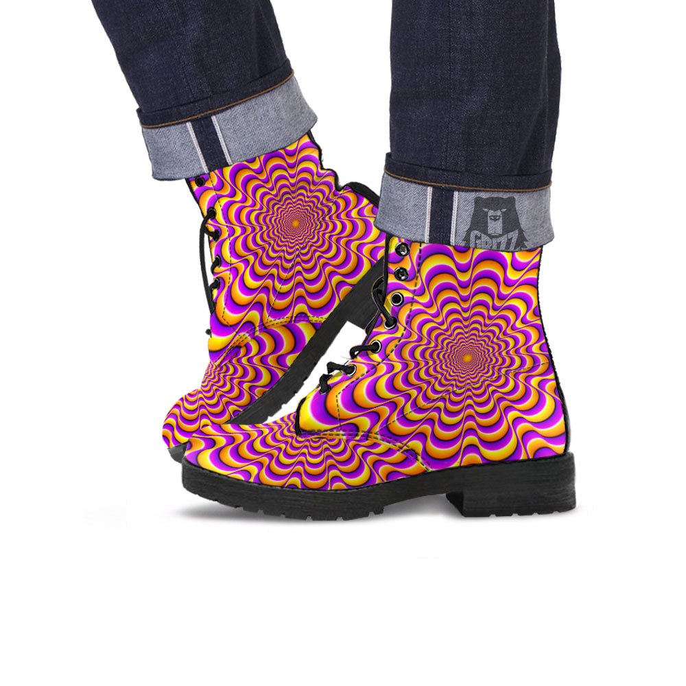 Illusion Optical Wave Psychedelic Leather Boots-grizzshop