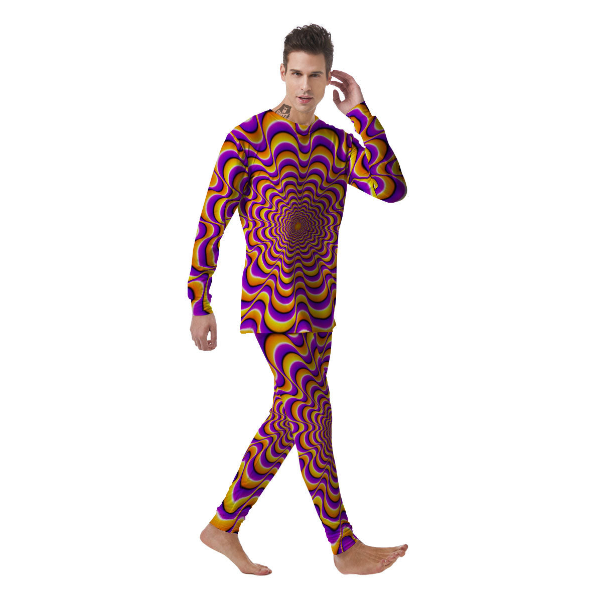 Illusion Optical Wave Psychedelic Men's Pajamas-grizzshop