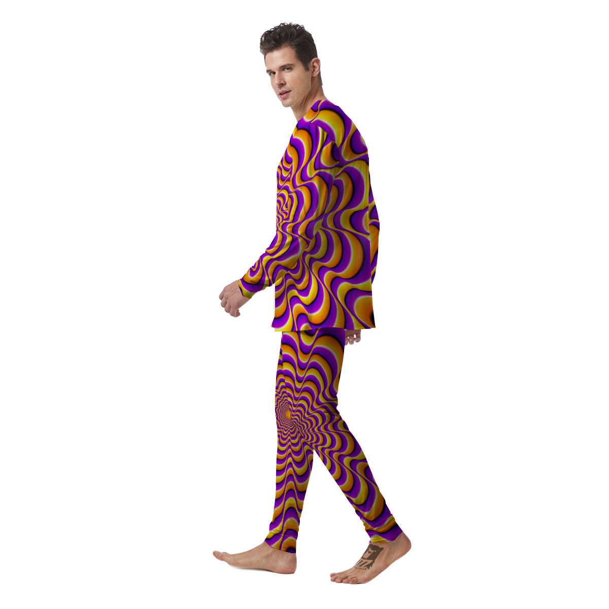 Illusion Optical Wave Psychedelic Men's Pajamas-grizzshop