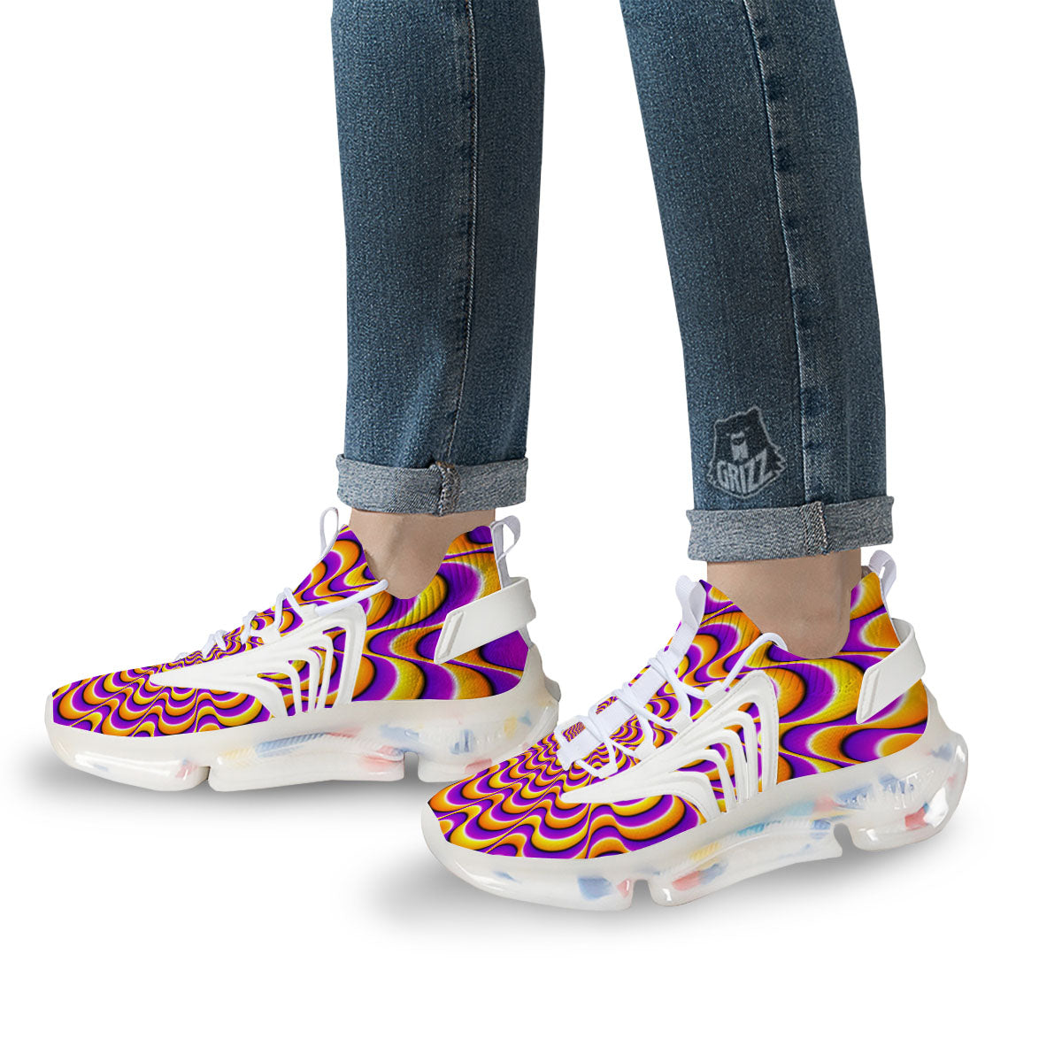 Illusion Optical Wave Psychedelic White Gym Shoes-grizzshop