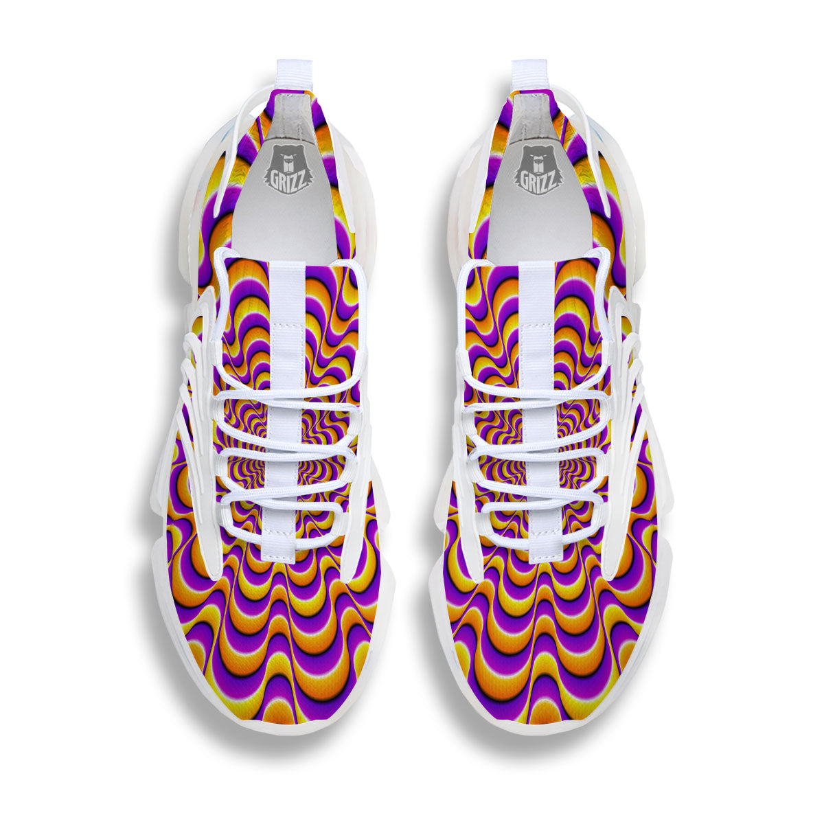 Illusion Optical Wave Psychedelic White Gym Shoes-grizzshop